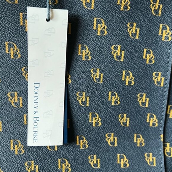 DONNEY & BOURKE Navy Blue Gretta Zip Closure Gold-Tone Hardware Satchel Bag NWT - Picture 4 of 15